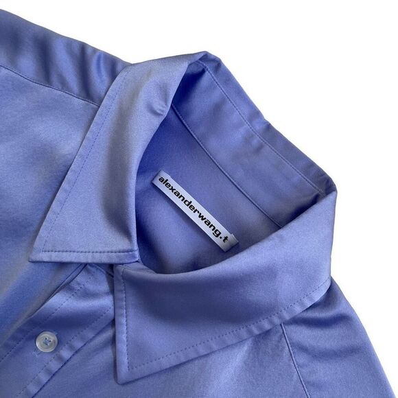 Alexander Wang Threaded Placket Draped Shirt Dress in Easter Egg - Picture 3 of 12